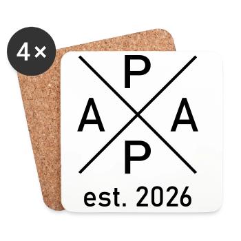Papa est. 2026 - Untersetzer (4er-Set) - Weiß - Vorne