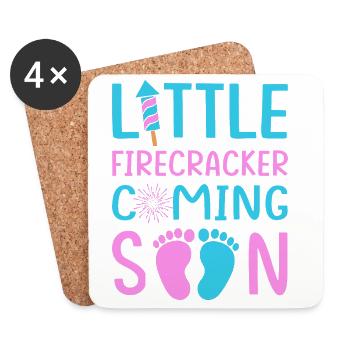4th of July Gender Reveal Pregnancy - Coasters (set of 4) - white - Front