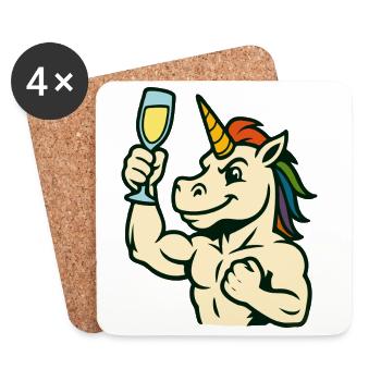 Licorne Toast Verre Mascotte Festive Forte - Dessous de verre (lot de 4) - blanc - Devant