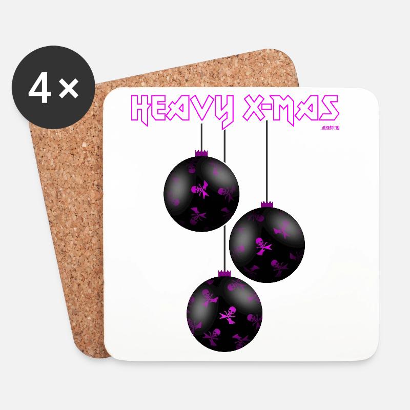 HEAVY X-MAS, PINK - Untersetzer (4er-Set) - Weiß