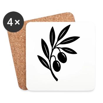 Silhouette de la branche d’olivier - Dessous de verre (lot de 4) - blanc - Devant