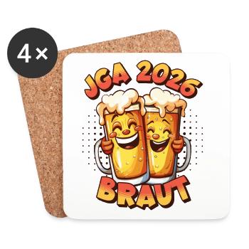 Bachelor Party 2026 Bridal Beer Alcohol Booze Party Funny - Coasters (set of 4) - white - Front