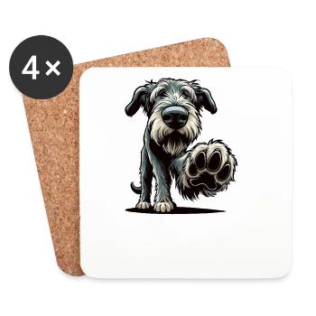 Parlez à la pat Lévrier de loup irlandais Lévrier de loup - Dessous de verre (lot de 4) - blanc - Devant
