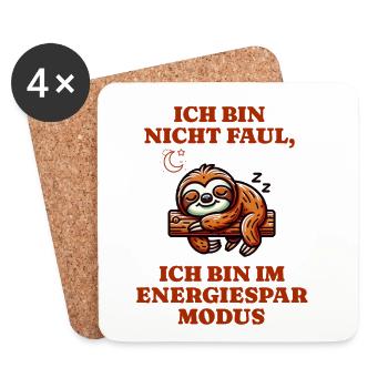 Sloth in power saving mode I'm not lazy - Coasters (set of 4) - white - Front