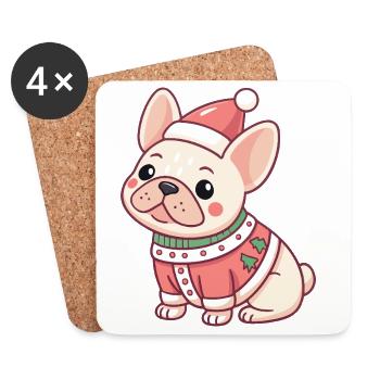 Christmas Puppy in Red Sweater - Coasters (set of 4) - white - Front