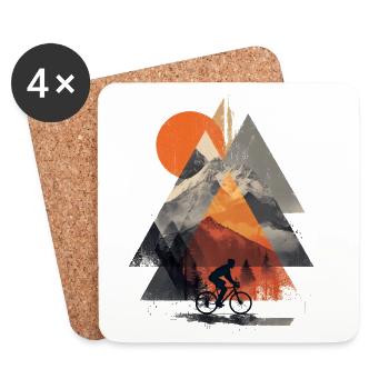Mountain Geometry Cycling – Modern Adventure Art - Coasters (set of 4) - white - Front