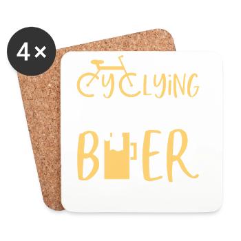 Cycling Pain Now Beer Later Funny Biker Graphic - Coasters (set of 4) - white - Front