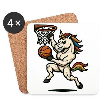 Dunk de licorne arc-en-ciel - Dessous de verre (lot de 4) - blanc - Devant