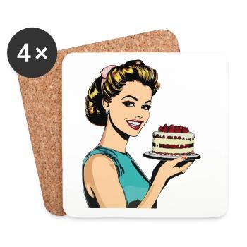 Backen Torte Backkönigin Backfee Bäckerin Pop Art - Untersetzer (4er-Set) - Weiß - Vorne