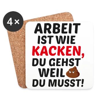 Work is like pooping - Coasters (set of 4) - white - Front