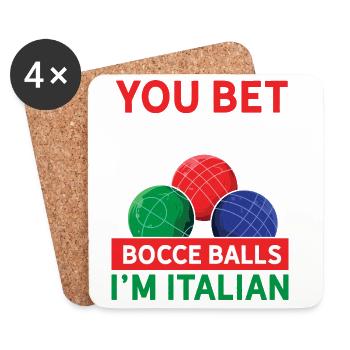 Design sportif drôle de joueur de bocce italien - Dessous de verre (lot de 4) - blanc - Devant
