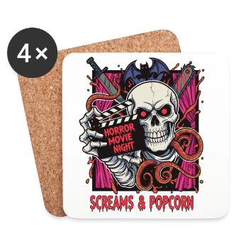 Horror Night Skull Popcorn - Coasters (set of 4) - white - Front