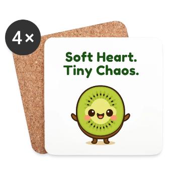 Soft Heart Tiny Chaos Kiwi - Coasters (set of 4) - white - Front