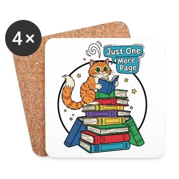 Lecteur de chat : Encore une page - Dessous de verre (lot de 4) - blanc - Devant