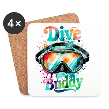 Dive Buddy Taucherbrille - Untersetzer (4er-Set) - Weiß - Vorne