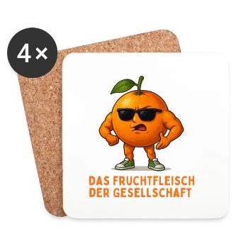 Orangene Pose: Fruchtfleisch der Gesellschaft - Untersetzer (4er-Set) - Weiß - Vorne
