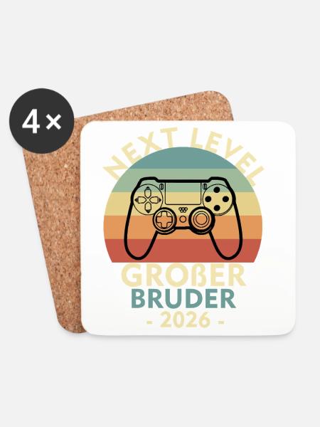 Next Level Großer Bruder Loading 2026 Geschwister - Untersetzer (4er-Set) - Weiß