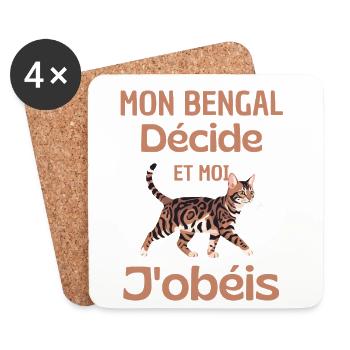My Bengal decides, I obey - Coasters (set of 4) - white - Front