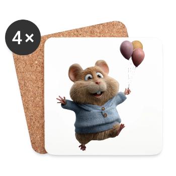 gdimido_Ein_Hamster_fliegt_mit_Ballonflgeln_ver - Untersetzer (4er-Set) - Weiß - Vorne