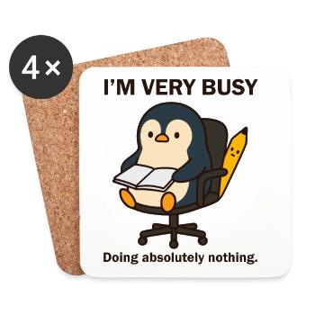 Very Busy Penguin - Coasters (set of 4) - white - Front