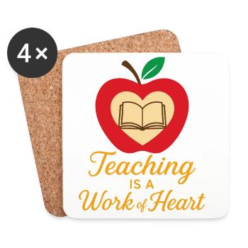 Apple Heart and Book – Lehren - Untersetzer (4er-Set) - Weiß - Vorne