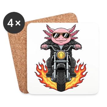 Cool Biker Axolotl Motorradflammen - Untersetzer (4er-Set) - Weiß - Vorne