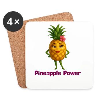 Personnage de dessin animé Pineapple Power - Dessous de verre (lot de 4) - blanc - Devant