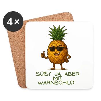 Ananas mit Stil Warnschild - Untersetzer (4er-Set) - Weiß - Vorne
