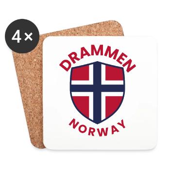 Emblème du Bouclier de Norvège de Drammen - Dessous de verre (lot de 4) - blanc - Devant