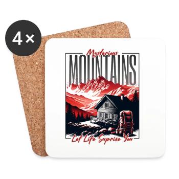 Mysterious Mountains Let Life Surprise You - Coasters (set of 4) - white - Front