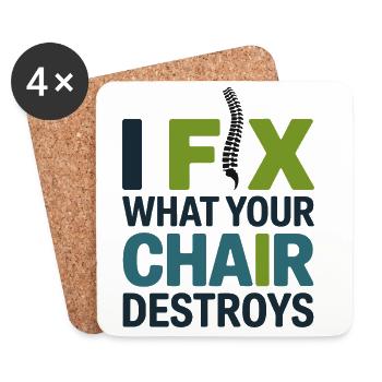 Chiropracteur Je répare ce que votre chaise détruit Pro - Dessous de verre (lot de 4) - blanc - Devant
