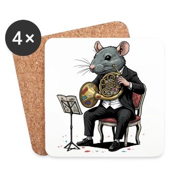 Rat de concert de l’Orchestre de Cors en smoking - Dessous de verre (lot de 4) - blanc - Devant