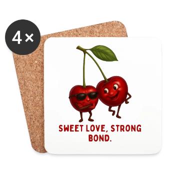 Cherry Love: Strong Bond - Coasters (set of 4) - white - Front