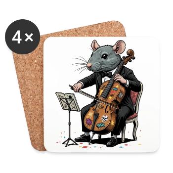 Ratte im Smoking spielt Cello - Untersetzer (4er-Set) - Weiß - Vorne