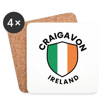 Flag motif of Ireland on shield - Coasters (set of 4) - white - Front