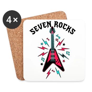 Guitare d’anniversaire de 7 ans de Seven Rocks - Dessous de verre (lot de 4) - blanc - Devant