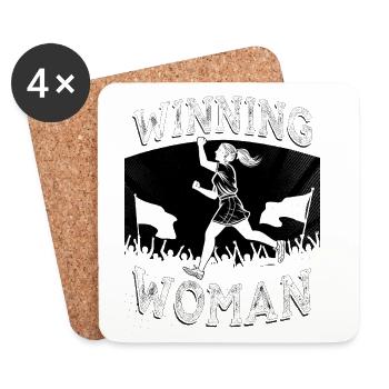 Winning Woman Run - Untersetzer (4er-Set) - Weiß - Vorne