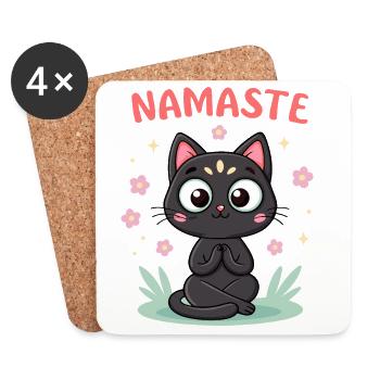 Namaste Chat Zen - Dessous de verre (lot de 4) - blanc - Devant
