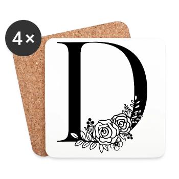 Alphabet D - Untersetzer (4er-Set) - Weiß - Vorne