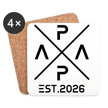 Papa est. 2026 Vater 2026 Erstes Mal Papa 2026 - Untersetzer (4er-Set) - Weiß - Vorne