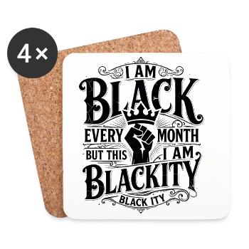Blackity Black Ity célébrant l’héritage noir - Dessous de verre (lot de 4) - blanc - Devant