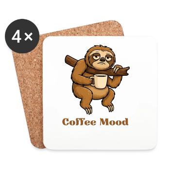 Faultier mit Kaffeetasse - Untersetzer (4er-Set) - Weiß - Vorne