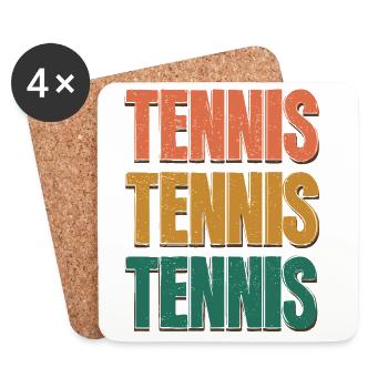 Tennis Three Color Gradient Letters - Coasters (set of 4) - white - Front