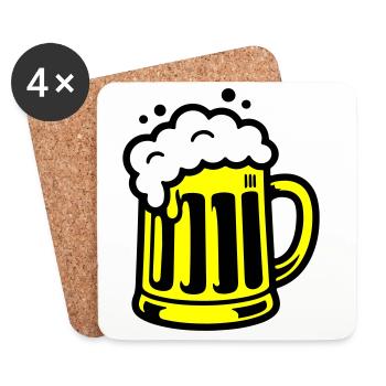 Icône de chope de bière - Dessous de verre (lot de 4) - blanc - Devant