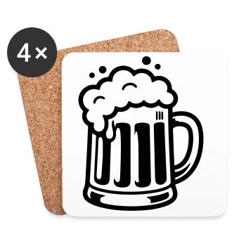 Bierkrug Comic Bier - Untersetzer (4er-Set) - Weiß - Vorne
