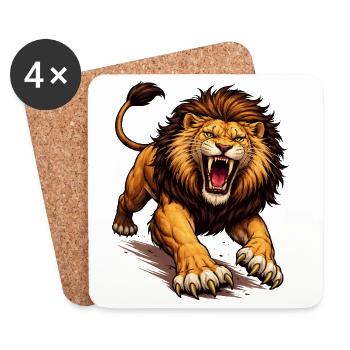 Fierce Lion Comic - Coasters (set of 4) - white - Front