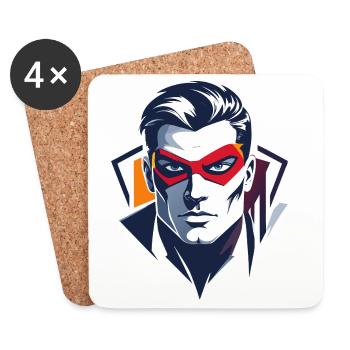 Héros Portrait Personnage de super-héros de la bande dessinée Red Mask - Dessous de verre (lot de 4) - blanc - Devant