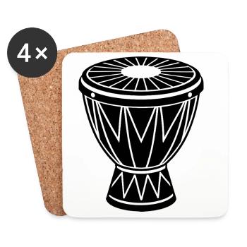 Conga africain - Dessous de verre (lot de 4) - blanc - Devant
