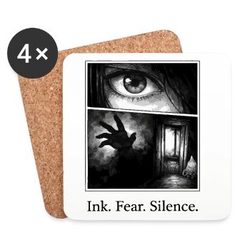 Ink Fear Silence – düsteres Manga Horror Motiv - Untersetzer (4er-Set) - Weiß - Vorne