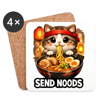 Ramen Cat Send Noods - Coasters (set of 4) - white - Front